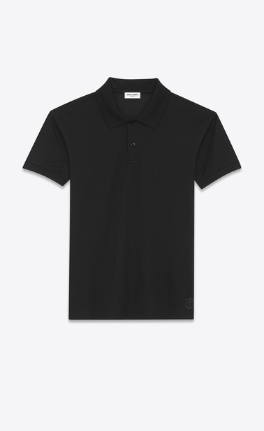 Y Blazon Poloshirt aus schwarzem Baumwollpiqué